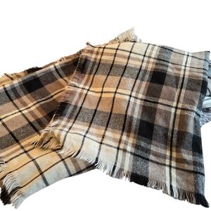 Plaid Patterned Soft Scarf - Black, Brown, Cream